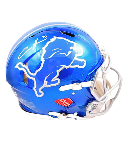 Aidan Hutchinson Autographed Lions Flash Blue Full-Size Authentic Helmet