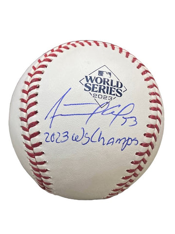 Adolis Garcia Autographed "23 WS Champs" 2023 WS Logo Baseball