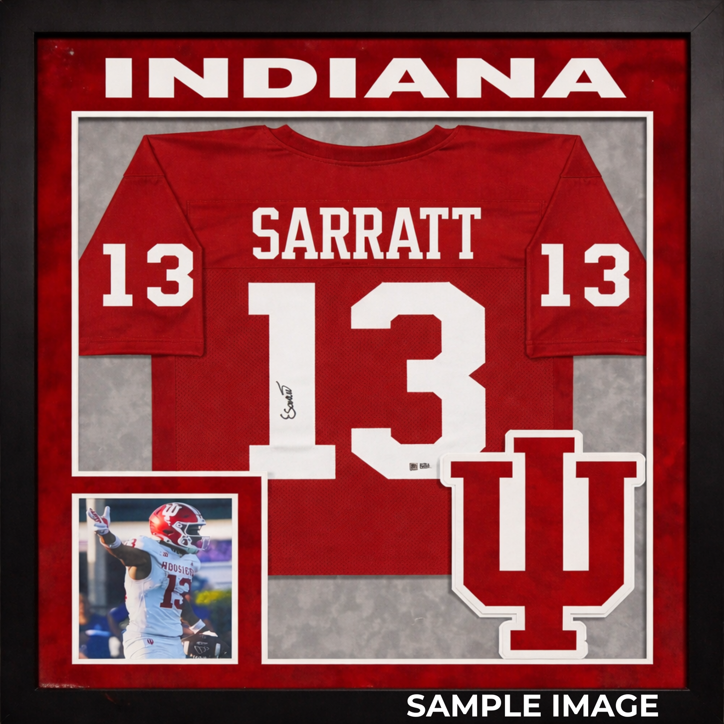 Framed Elijah Sarratt Autographed Red Custom Jersey