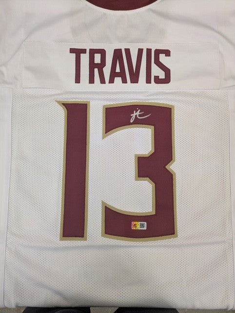 Jordan Travis Autographed White Custom Jersey