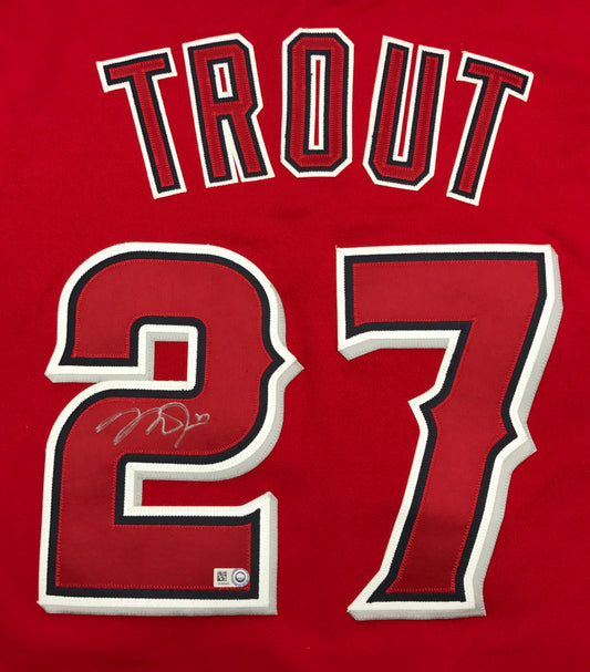 Mike Trout Autographed Red Angels Authentic Jersey