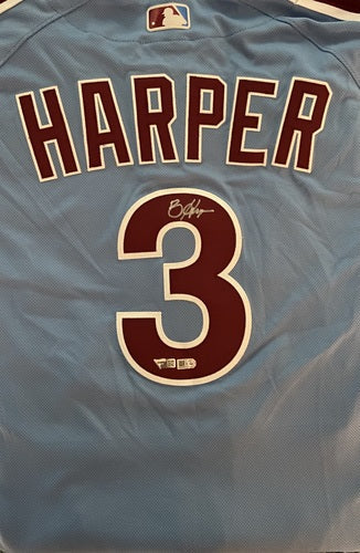 Bryce Harper Autographed Authentic Blue Phillies Jersey