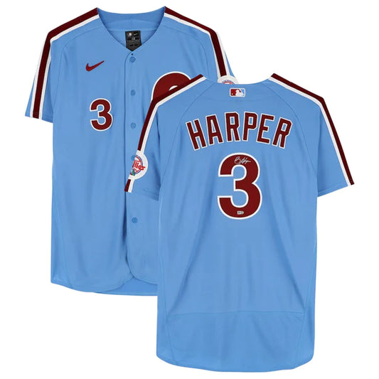 Bryce Harper Autographed Authentic Blue Phillies Jersey