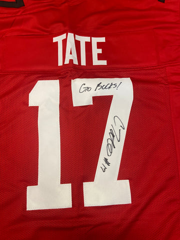 Carnell Tate Autographed "Go Bucks" Ohio State Custom Red Jersey
