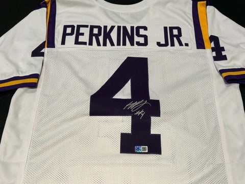 Harold Perkins Jr. Autographed LSU White Custom Jersey