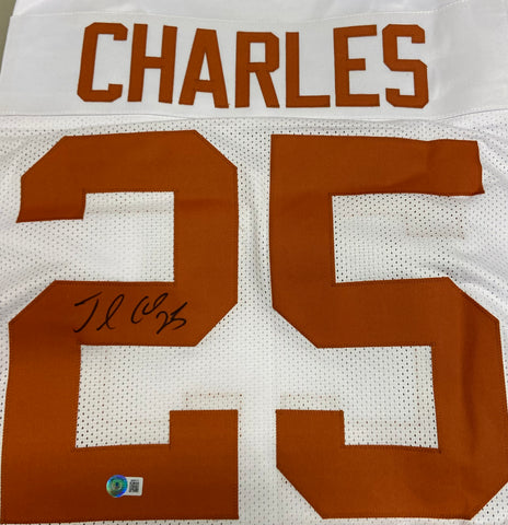 Jamaal Charles Autographed Texas White Custom Jersey