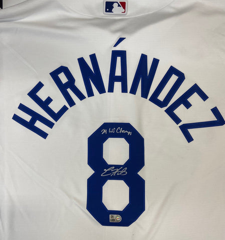 Kiké Hernandez Autographed "24 WS Champs" Dodgers Replica Jersey