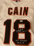 Matt Cain Autographed "WS Champs 10,12,14" Cream Giants Replica Jersey