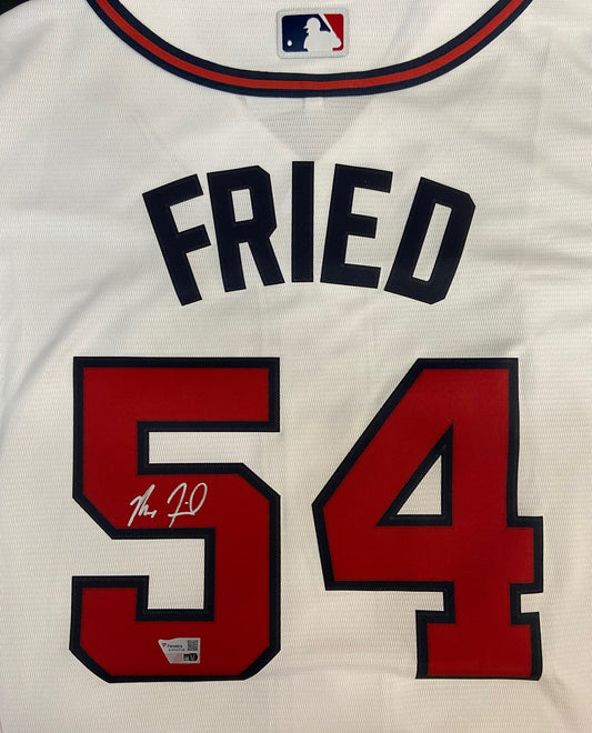 Max Fried Autographed Braves White Nike Replica Jersey