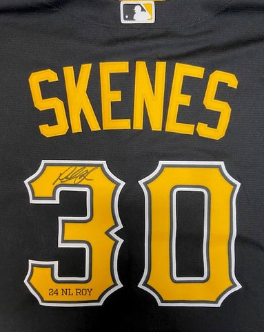 Paul Skenes Autographed "24 NL ROY" Pirates Black Replica Jersey (PRESALE)