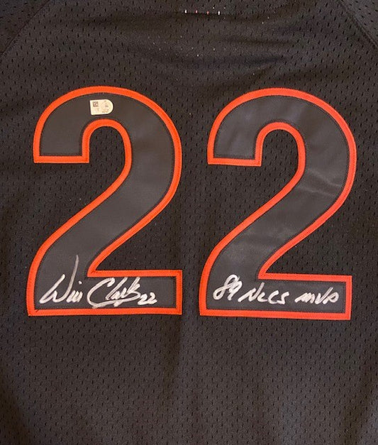 Will Clark Autographed "1989 NLCS MVP" Black Batting Practice Giants Mitchell & Ness Jersey