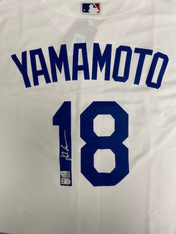 Yoshinobu Yamamoto Autographed Dodgers Replica Jersey