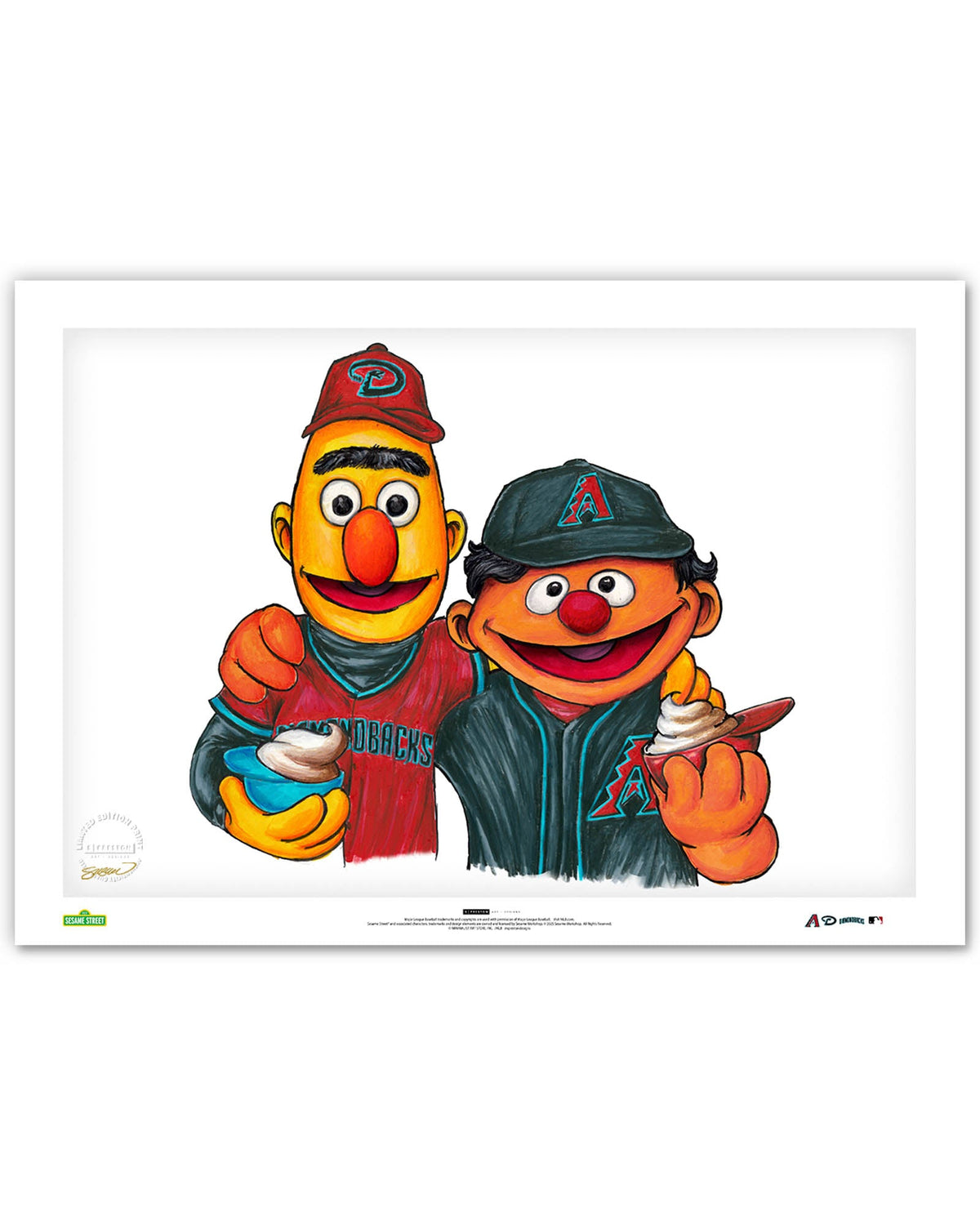 Bert and Ernie x MLB Diamondbacks Limited Edition Art Print