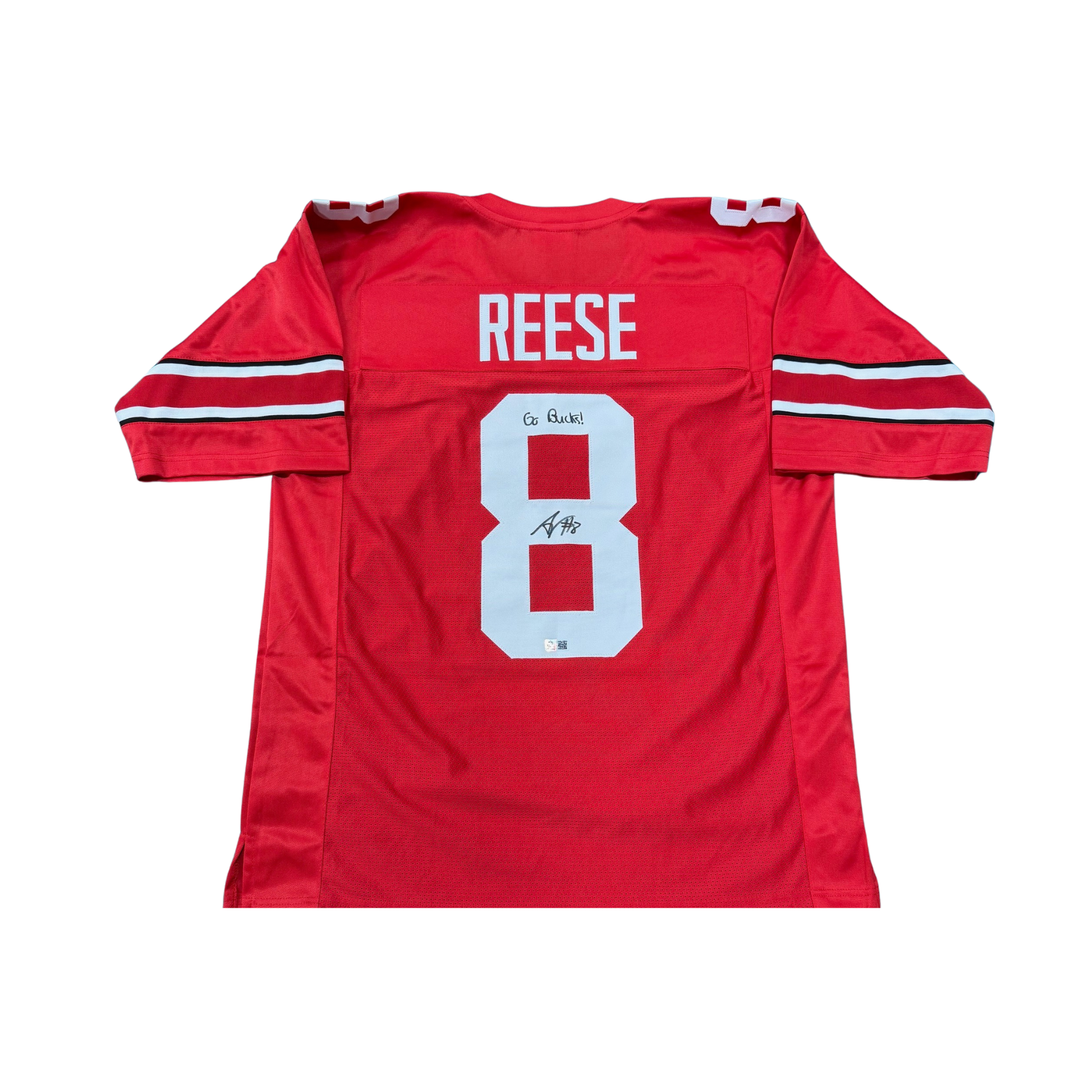 Arvell Reese Autographed "Go Bucks!" Red Custom Jersey