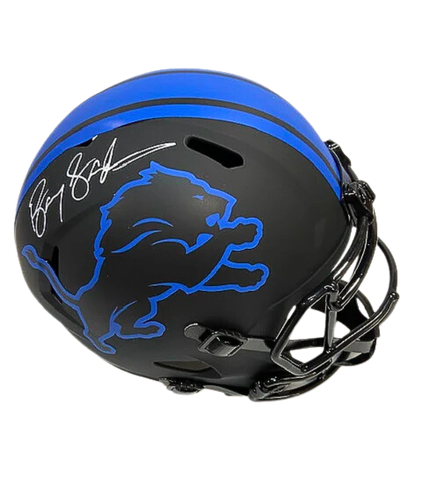 Barry Sanders Autographed Detroit Lions Black Replica Helmet