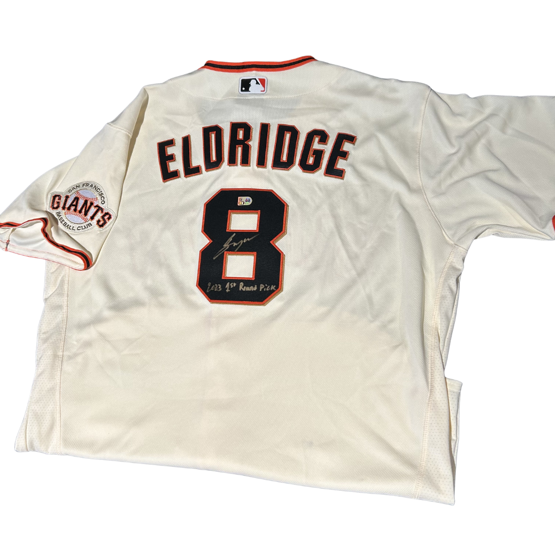 Bryce Eldridge Autographed "2023 1st Round Pick" Cream San Francisco Giants Authentic Jersey