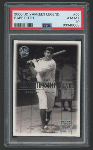 Babe Ruth Upper Deck Yankees Legends Trading Card GEM MT (PSA 10)