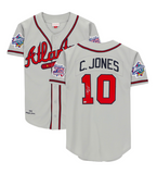 Chipper Jones Autographed "HOF 18" Braves Grey Mitchell & Ness Authentic Jersey