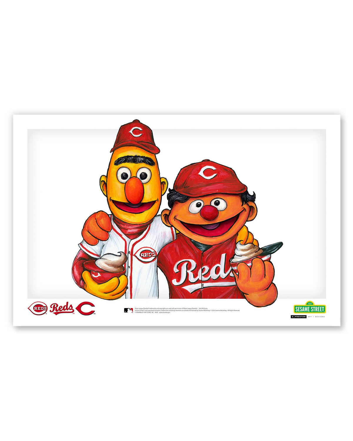 Bert and Ernie x MLB Reds Limited Edition Art Print