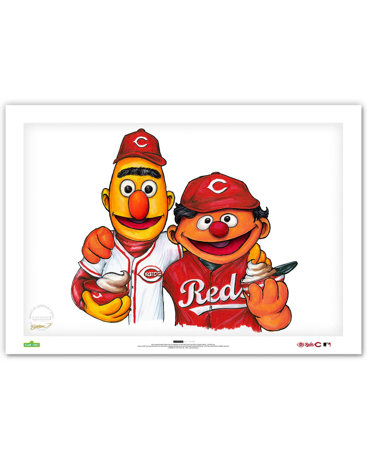 Bert and Ernie x MLB Reds Limited Edition Art Print