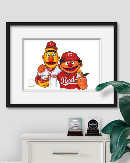 Bert and Ernie x MLB Reds Limited Edition Art Print