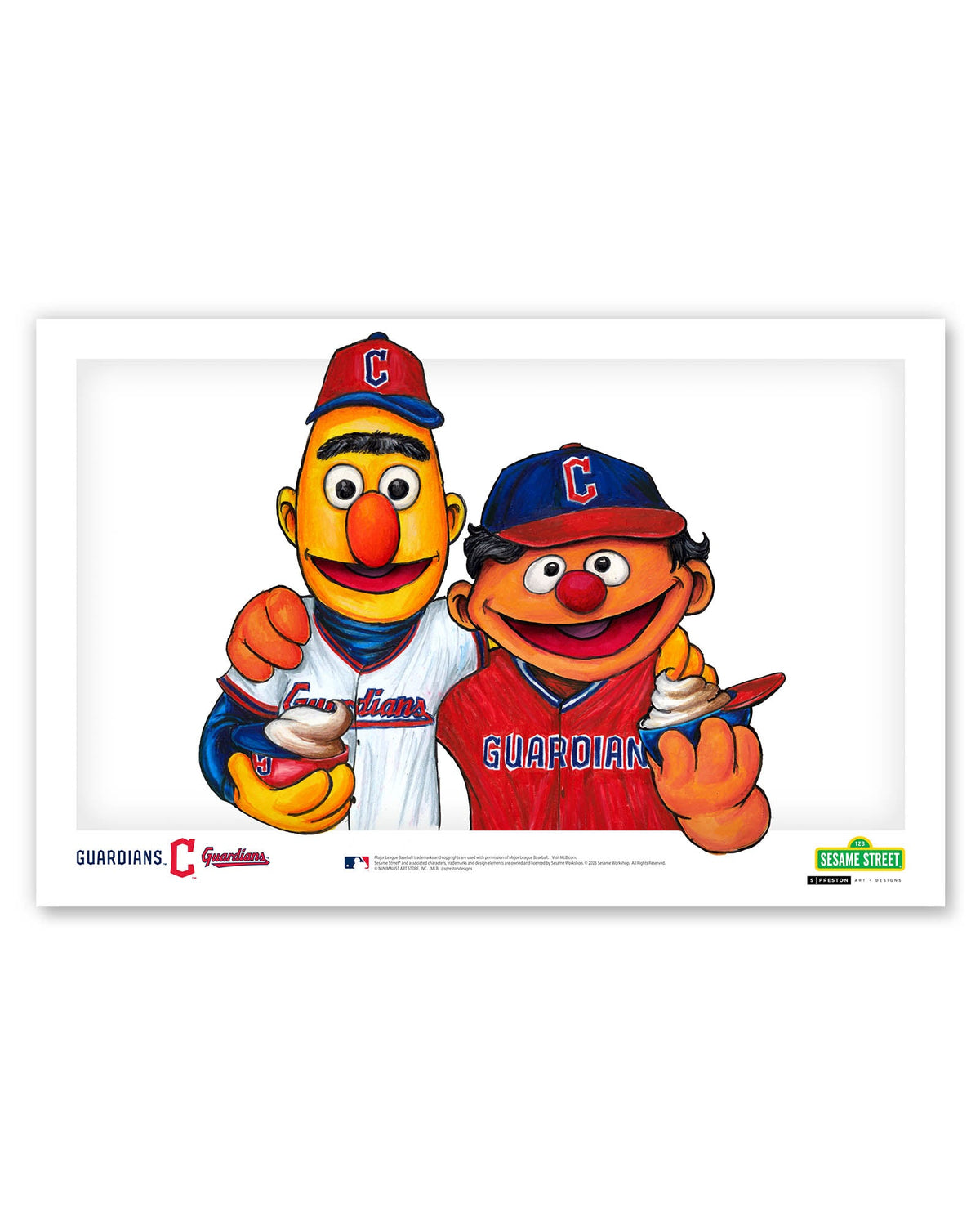 Bert and Ernie x MLB Guardians Limited Edition Art Print