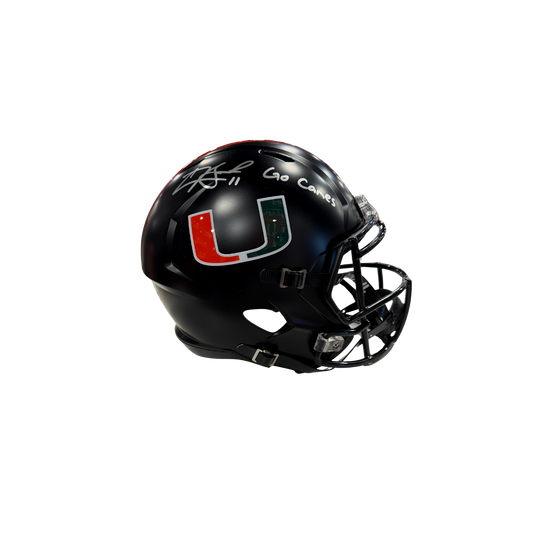 Carson Beck Autographed Go Canes Miami Hurricanes Black Full-Size Replica Helmet