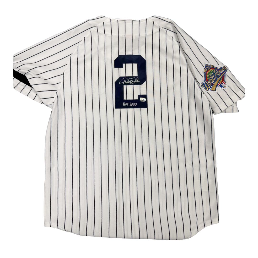 Derek Jeter Autographed "HOF 2020" 1996 WS Patch Mitchell & Ness Jersey