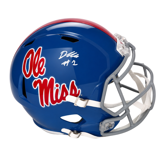 Deuce Alexander Autographed Ole Miss Powder Blue Replica Football Helmet