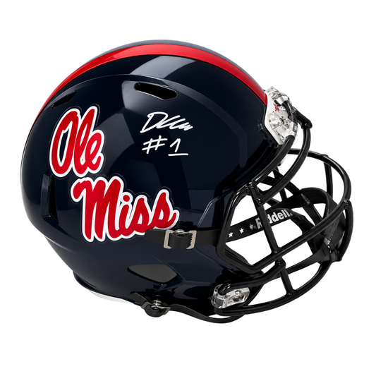 Deuce Alexander Autographed Ole Miss Navy Blue Replica Football Helmet