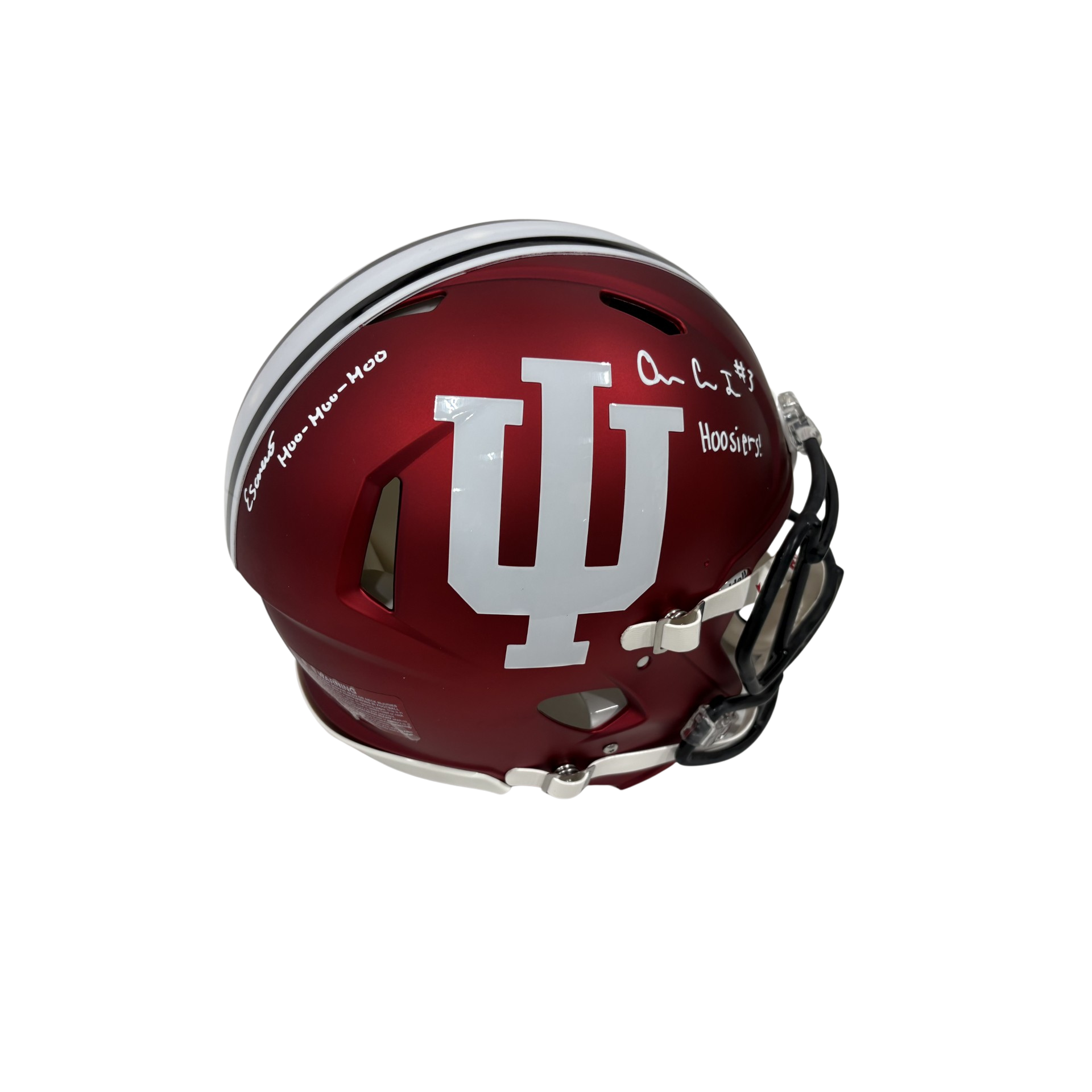 Elijah Sarratt and Omar Cooper Jr. Dual Autographed "Hoo-Hoo-Hoo & Hoosiers!" Indiana Authentic Football Helmet