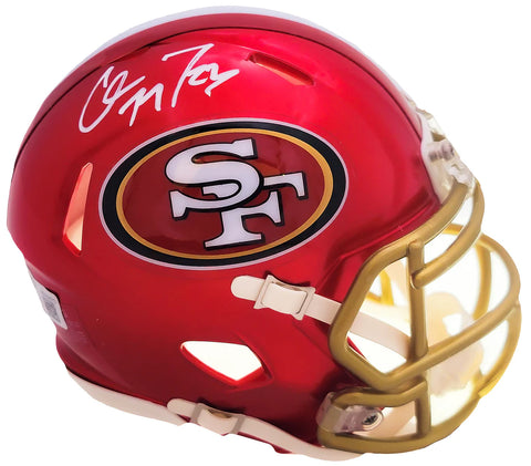 Christian McCaffrey Autographed 49ers Flash Red Speed Mini Helmet Beckett BAS Witness