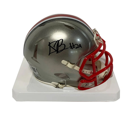 Denzel Burke Autographed Ohio State Flash Mini Helmet