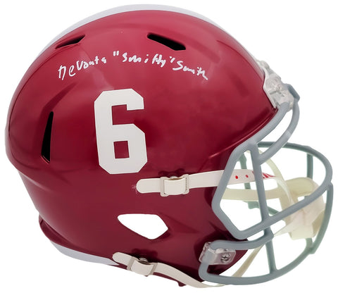 Devonta Smith Autographed "Smitty" Alabama Full-Size Replica Helmet
