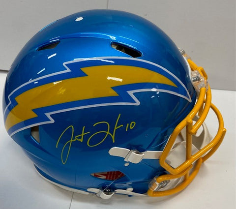 Justin Herbert Autographed Los Angeles Chargers Blue Authentic Helmet