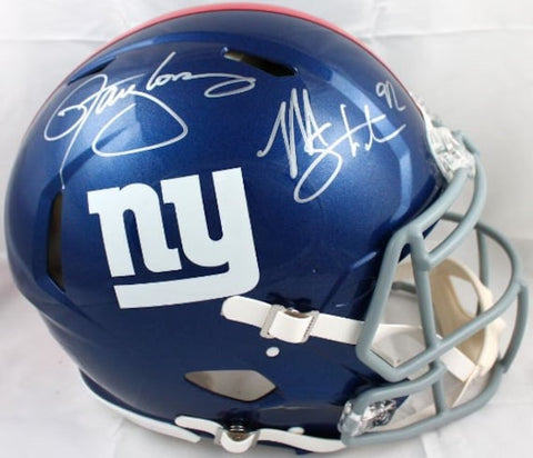 Lawrence Taylor & Michael Strahan Dual Autographed Giants Replica Full-Size Helmet