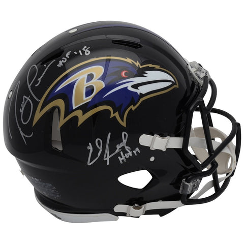 Ray Lewis & Ed Reed Dual Autographed Ravens Full-Size Speed Authentic Helmet