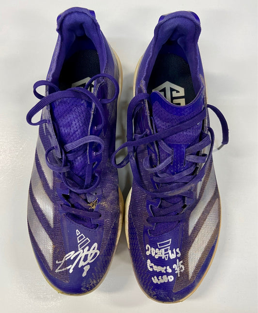 Kiké Hernández 2024 World Series Game Used, Autographed, and Inscribed Cleats (WS Games 3,5)