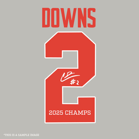 Caleb Downs Autographed "2025 CHAMPS" Red Ohio State Custom Jersey - (PRESALE)