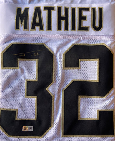 Tyrann Mathieu Autographed New Orleans Custom White w/ Black Number Jersey (Gold Signature)