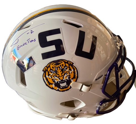 Tyrann Mathieu Autographed "Geaux Tigers" Authentic LSU White Full Size Football Helmet