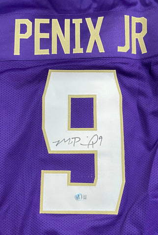 Michael Penix Jr. Autographed Purple & Gold Custom Jersey