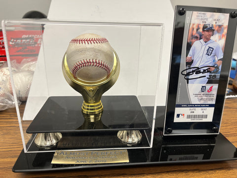 Armando Galarraga Autographed Baseball and Ticket "Almost Perfect" w/Display Case - Player's Closet Project