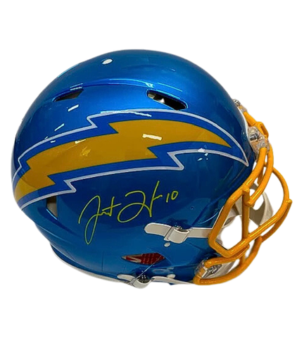 Justin Herbert Autographed Los Angeles Chargers Blue Authentic Helmet