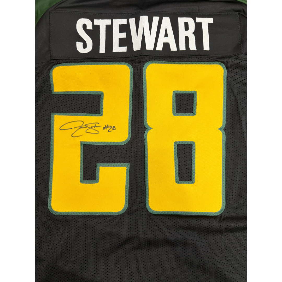 Jonathan Stewart Autographed Black and Green Custom Jersey
