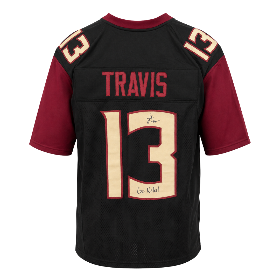 Jordan Travis Autographed "Go Noles!" Black Custom Jersey