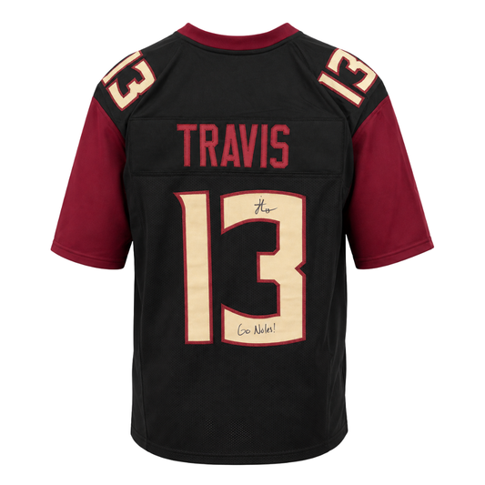 Jordan Travis Autographed "Go Noles!" Black Custom Jersey