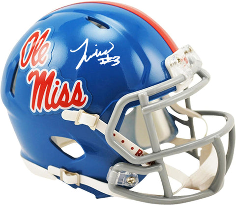 Antawane “Juice” Wells Jr.  Autographed Ole Miss Powder Blue Mini Helmet