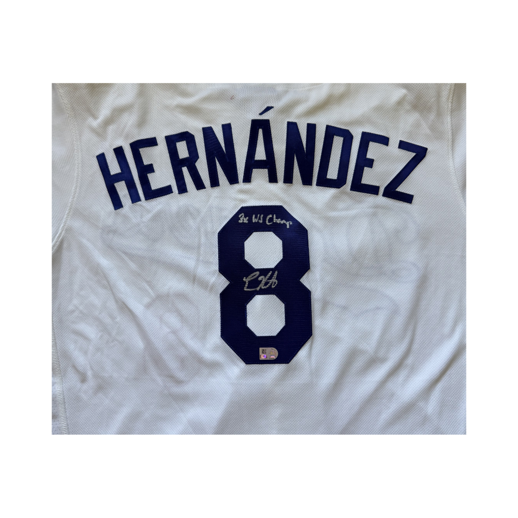 Kike Hernandez Autographed "3x WS Champ" White Los Angeles Dodgers Authentic Jersey
