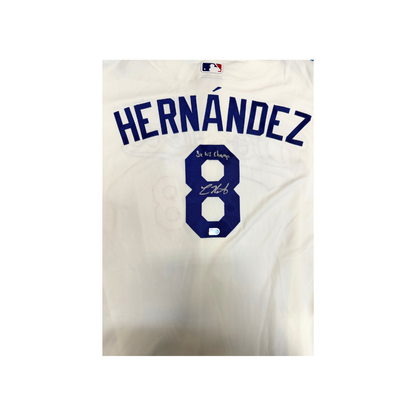 Kike Hernandez Autographed "3x WS Champ" White Los Angeles Dodgers Authentic Jersey